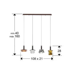 LED-Pendellampe Scarlett, bunt, Länge108 cm, Glas, 4-flg.