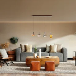 LED-Pendellampe Scarlett, bunt, Länge108 cm, Glas, 4-flg.