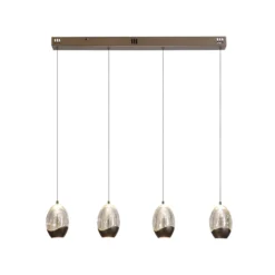LED-Pendellampe Seeds, cremefarben, Länge 75 cm, Glas 4-flg.