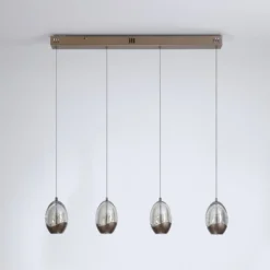 LED-Pendellampe Seeds, cremefarben, Länge 75 cm, Glas 4-flg.