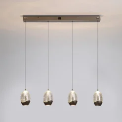 LED-Pendellampe Seeds, cremefarben, Länge 75 cm, Glas 4-flg.