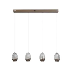 LED-Pendellampe Seeds, cremefarben, Länge 75 cm, Glas 4-flg.