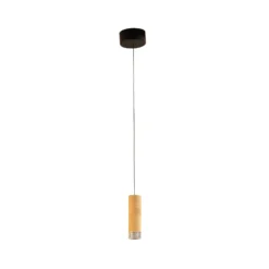 LED-Pendellampe Shine-Wood, Ø 13 cm Eiche/schwarz Holz/Acryl