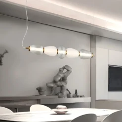 LED-Pendellampe Shiny, Länge 83 cm, klar/weiß, Glas