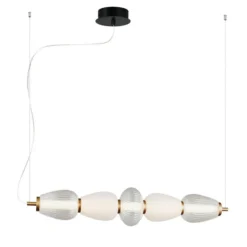 LED-Pendellampe Shiny, Länge 83 cm, klar/weiß, Glas