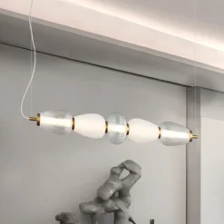 LED-Pendellampe Shiny, Länge 83 cm, klar/weiß, Glas