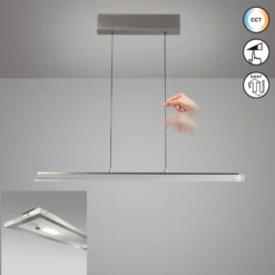 LED-Pendellampe Torvi, Länge 135 cm, nickelfarben/weiß, CCT