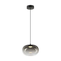 LED-Pendellampe Vaso, rauchgrau, Ø 18 cm, Glas