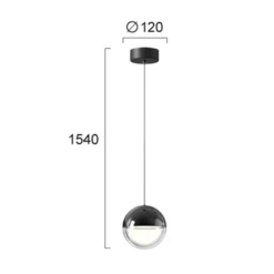LED-Pendellampe Zirea, schwarz/chromfarben, Ø 12 cm, Metall