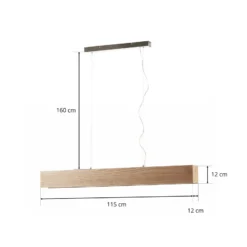 LED-Pendelleuchte Ash mit Schirm aus hellem Holz