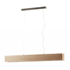 LED-Pendelleuchte Ash mit Schirm aus hellem Holz
