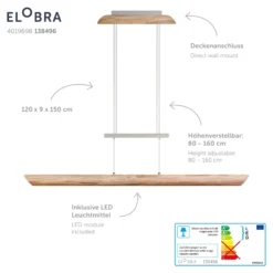 LED-Pendelleuchte Colombia S, Eiche natur