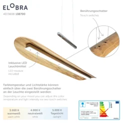 LED-Pendelleuchte Colombia XL, Asteiche natur