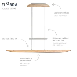 LED-Pendelleuchte Colombia XL, Asteiche natur