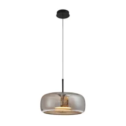 LED-Pendelleuchte Deco, rauchgrau/schwarz, Ø 33 cm, Glas