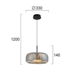 LED-Pendelleuchte Deco, rauchgrau/schwarz, Ø 33 cm, Glas