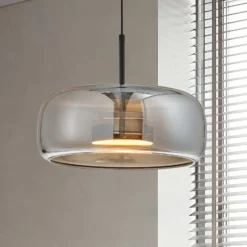 LED-Pendelleuchte Deco, rauchgrau/schwarz, Ø 33 cm, Glas