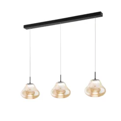 LED-Pendelleuchte Deva, 3-flg., 115 cm, amber, CCT, dimmbar