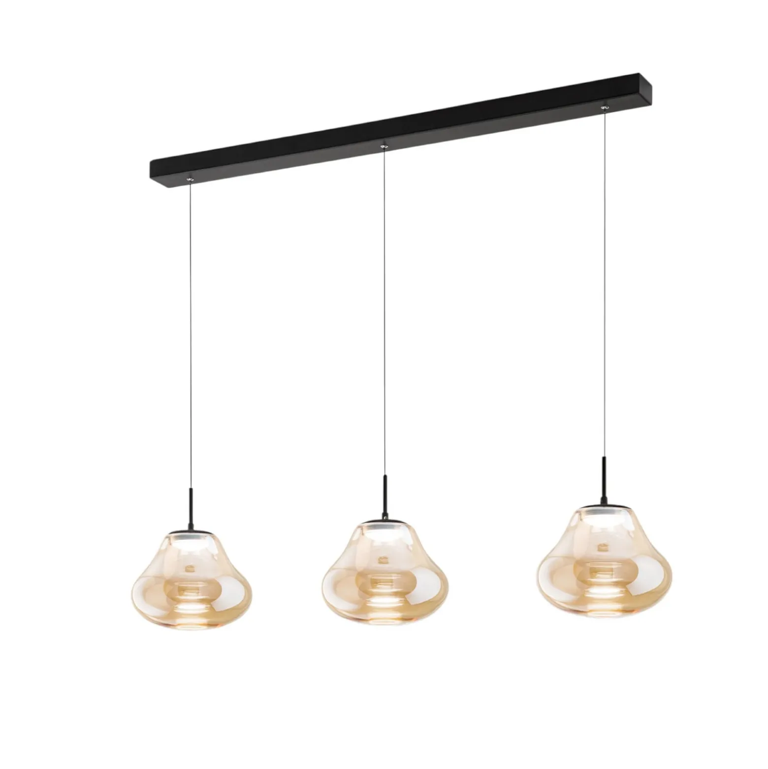 LED-Pendelleuchte Deva, 3-flg., 115 cm, amber, CCT, dimmbar