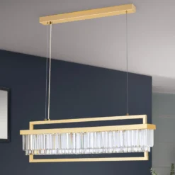 LED-Pendelleuchte Prism, länglich, gold