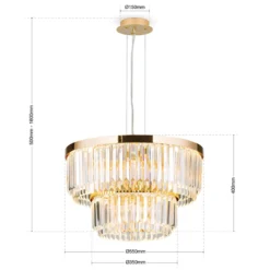 LED-Pendelleuchte Prism, rund, Ø 55 cm, gold