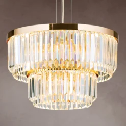 LED-Pendelleuchte Prism, rund, Ø 55 cm, gold