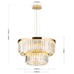 LED-Pendelleuchte Prism, rund, Ø 55 cm, gold