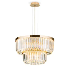 LED-Pendelleuchte Prism, rund, Ø 55 cm, gold