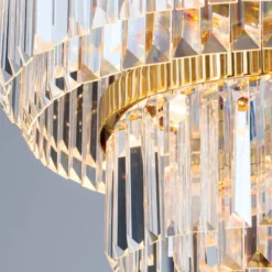 LED-Pendelleuchte Prism, rund, Ø 55 cm, gold