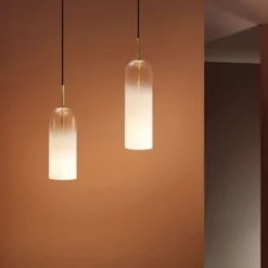 LEDS-C4 Glam Hängeleuchte, Glas weiß, Höhe 31 cm
