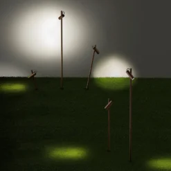 LEDS-C4 LED-Erdspießstrahler Juncus, braun, 3.000 K