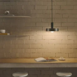 LEDS-C4 Pendellampe Keops 1, braun matt, Ø 28 cm, Aluminium