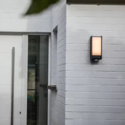 LED-Sensor-Außenwandlampe QUBO, dunkelgrau, Höhe 27 cm, IP54