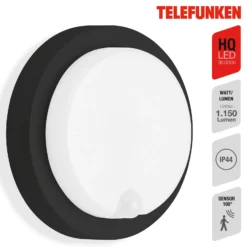 LED-Sensor-Außenwandleuchte Dortmund Ø17cm schwarz