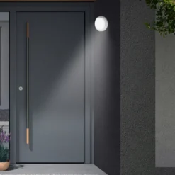 LED-Sensor-Außenwandleuchte Dortmund Ø17cm silber
