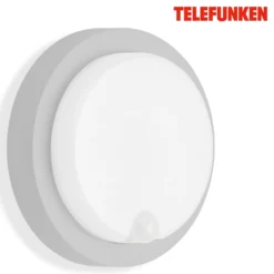 LED-Sensor-Außenwandleuchte Dortmund Ø17cm silber