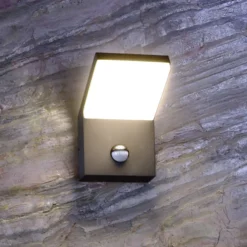 LED-Sensor-Außenwandleuchte Tucanae, grau, Höhe 22 cm, IP54