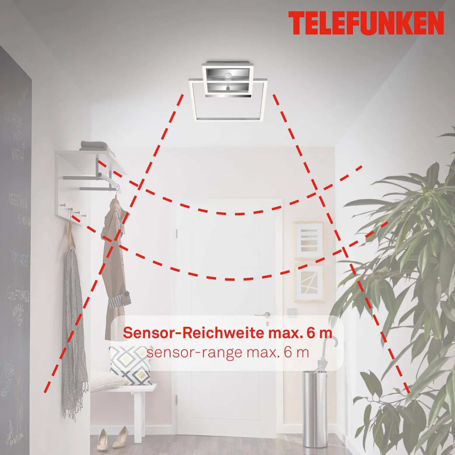 LED-Sensor-Deckenleuchte Frame chrom/alu 26x36cm