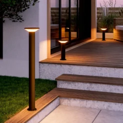 LED-Sockellampe Rigosa, schwarz, Höhe 35 cm, Metall