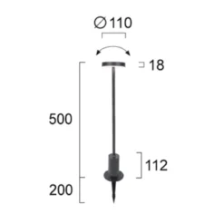 LED-Sockellampe Tango dunkelgrau Höhe 50 cm Metall, Erdspieß