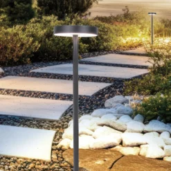 LED-Sockellampe Tango dunkelgrau Höhe 50 cm Metall, Erdspieß