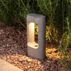 LED-Sockellampe Totem, grau, Beton, Höhe 28,5 cm