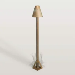 LED-Sockelleuchte Silva Disk, Höhe 50 cm, messing antik