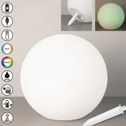 LED-Solar-Außenleuchte Dabus, Ø 30 cm, Kugel, weiß, Acryl