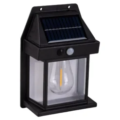 LED-Solar-Außenwandlampe Mira, Sensor, schwarz, 2er-Set IP44
