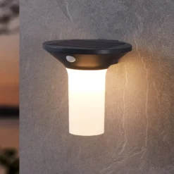 LED-Solar-Außenwandleuchte Corbezzola, schwarz, Sensor