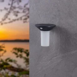LED-Solar-Außenwandleuchte Corbezzola, schwarz, Sensor