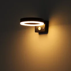 LED-Solar-Außenwandleuchte 36507 schwarz, Sensor, Kunststoff