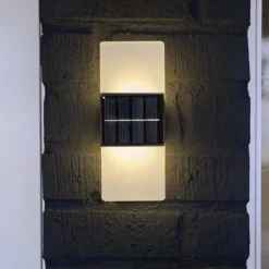 LED-Solar-Außenwandleuchte Wally, 20x8 cm weiß gefrostet CCT