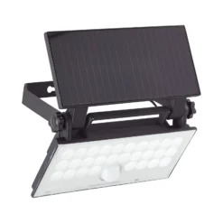 LED-Solar-Außenwandstrahler Luton Sensor, schwarz, B 19 cm